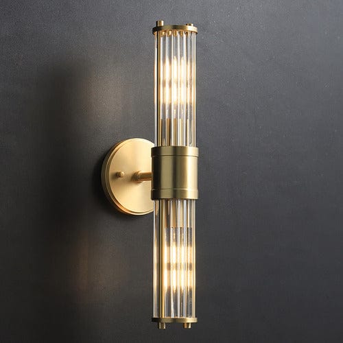 Räfflad Long Ribbed Glass with Antique Brass Finish Wall Light-Wall Light-Qzao