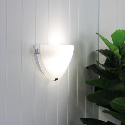 Remo Alabaster glass 1 Light Wall Light 300mm Brushed Chrome-Wall Sconce-Oriel Lighting