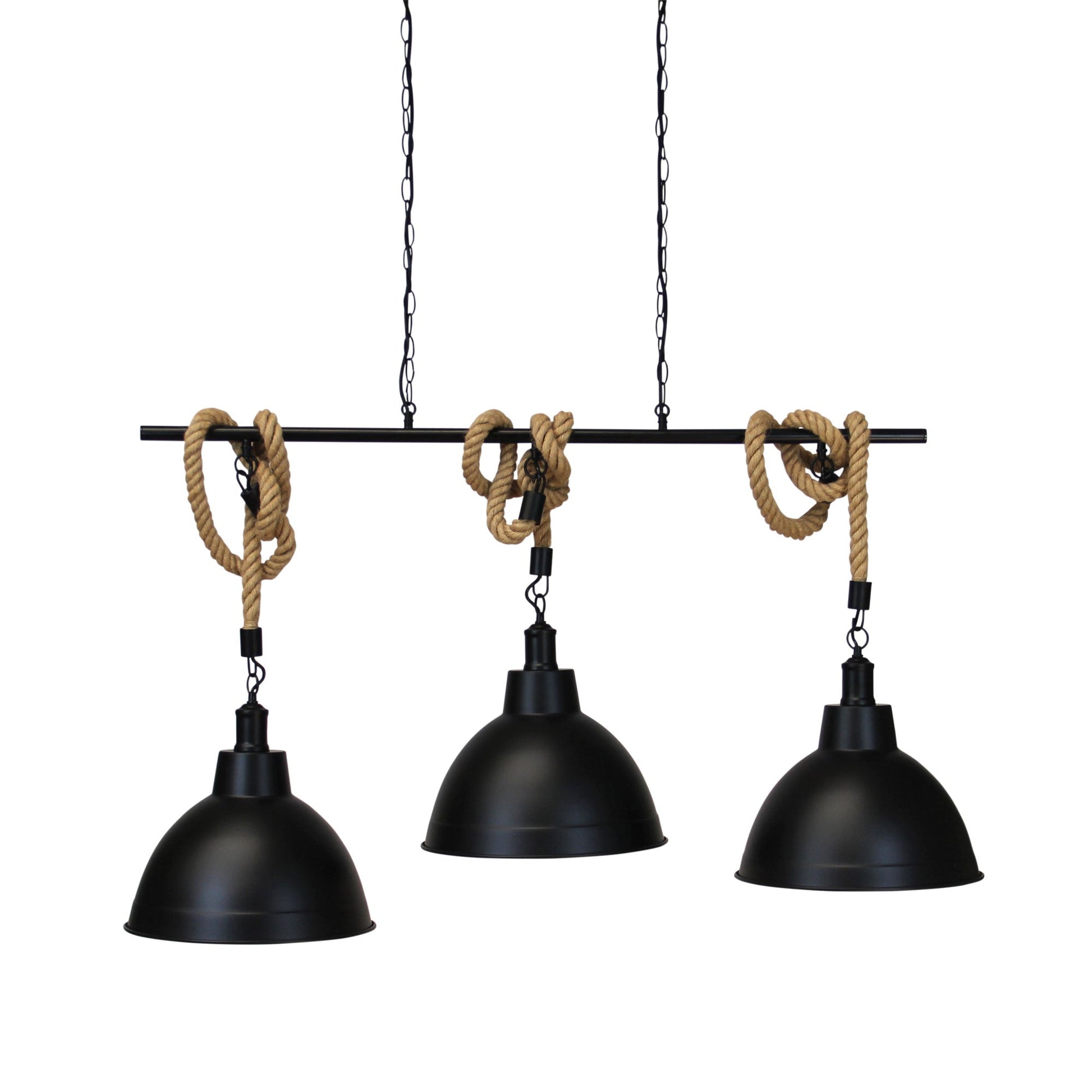 Rope 3 Light Pendant Pendant 1200mm Suspension Black - SL65013BK-Island Pendant Lights-Oriel Lighting