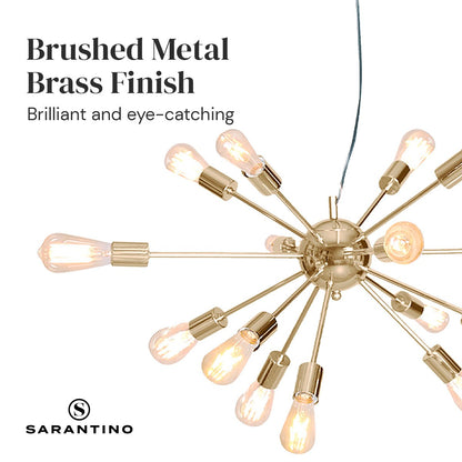 Sarantino 15-Light Sputnik Chandelier in Brass Finish-Home & Garden > Lighting-Koala Lamps and Lighting