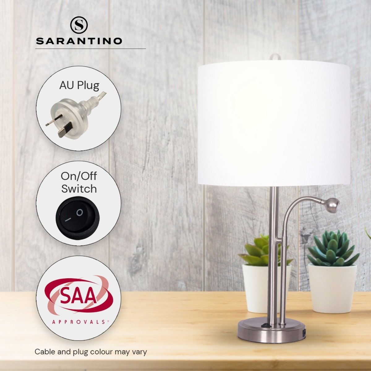 Sarantino 2-in-1 Table Lamp with LED Reading Light-Home & Garden > Lighting-Koala Lamps and Lighting