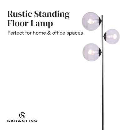 Sarantino 3-Light Black Metal Floor Lamp-Home & Garden > Lighting-Koala Lamps and Lighting