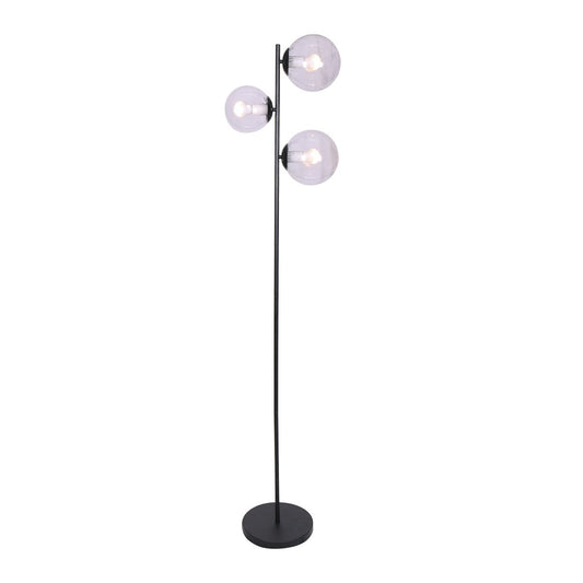 Sarantino 3-Light Black Metal Floor Lamp-Home & Garden > Lighting-Koala Lamps and Lighting