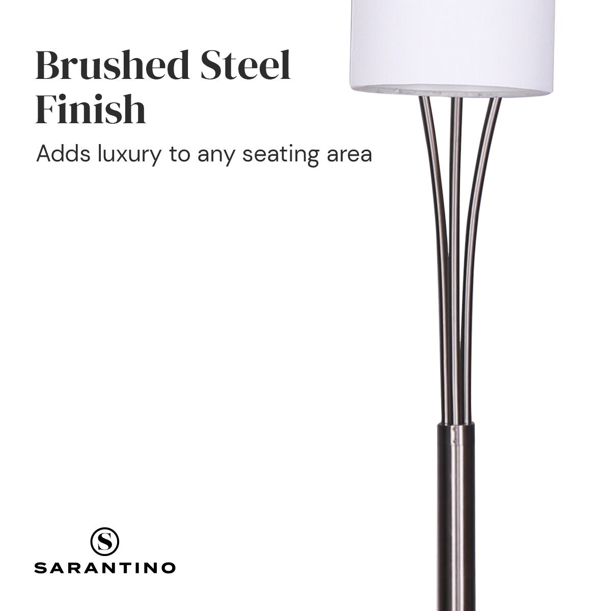 Sarantino 3-Light Metal Arc Floor Lamp - Nickel & Marble Finish-Home & Garden > Lighting-Koala Lamps and Lighting