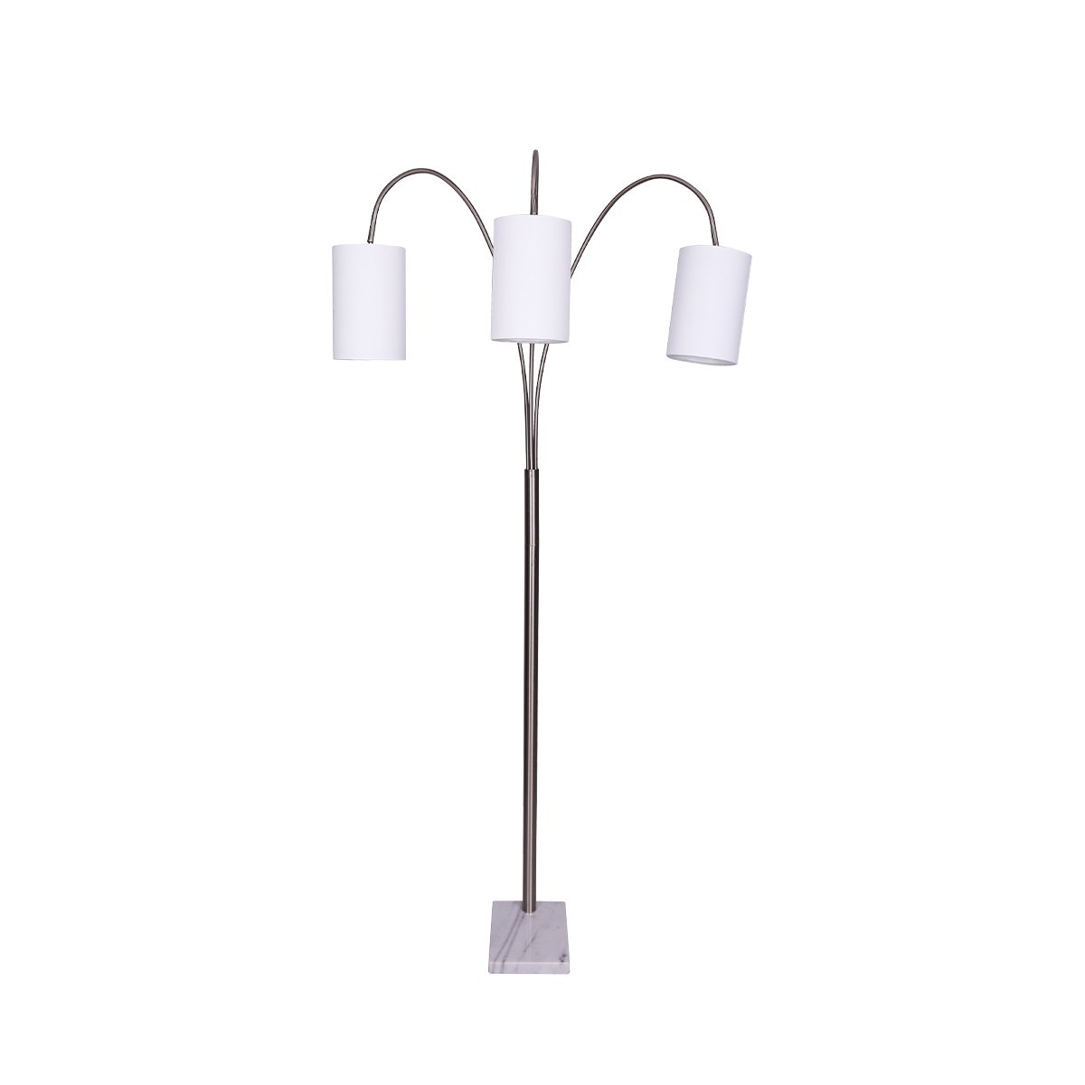 Sarantino 3-Light Metal Arc Floor Lamp - Nickel & Marble Finish-Home & Garden > Lighting-Koala Lamps and Lighting