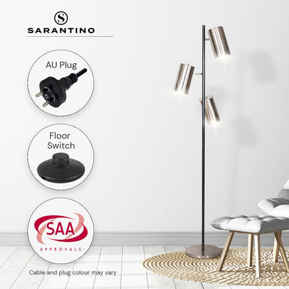 Sarantino 3-Shade Metal Floor Lamp Nickel & Matte Black Finish-Home & Garden > Lighting-Koala Lamps and Lighting