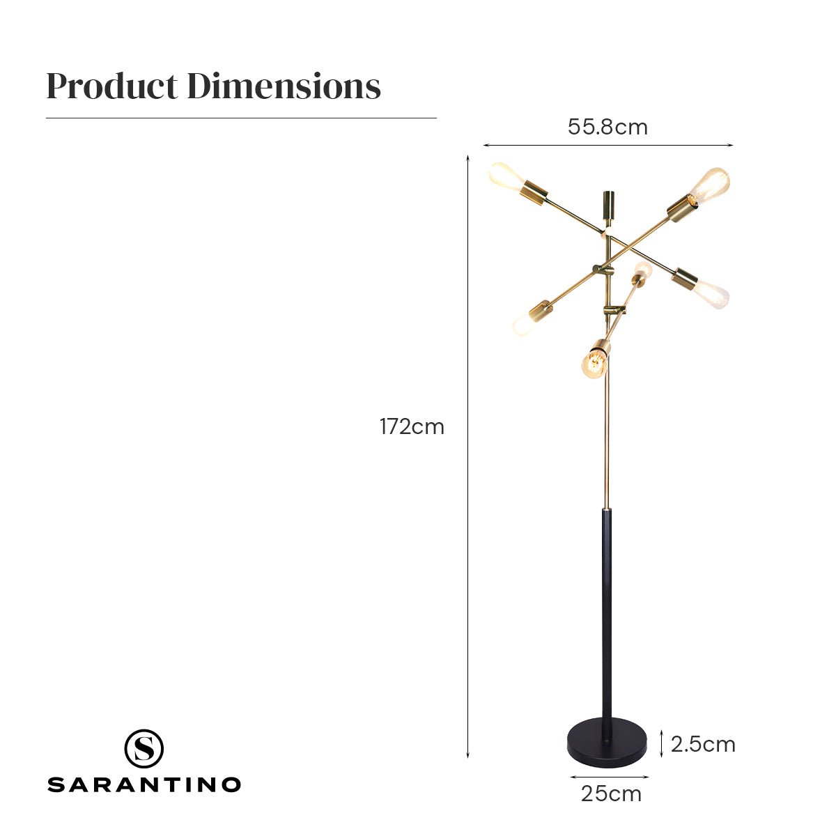 Sarantino 6-Light Metal Sputnik Floor Lamp-Home & Garden > Lighting-Koala Lamps and Lighting