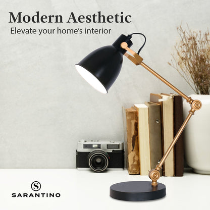 Sarantino Adjustable Metal Table Lamp In Black And Gold-Home & Garden > Lighting-Koala Lamps and Lighting