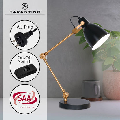 Sarantino Adjustable Metal Table Lamp In Black And Gold-Home & Garden > Lighting-Koala Lamps and Lighting