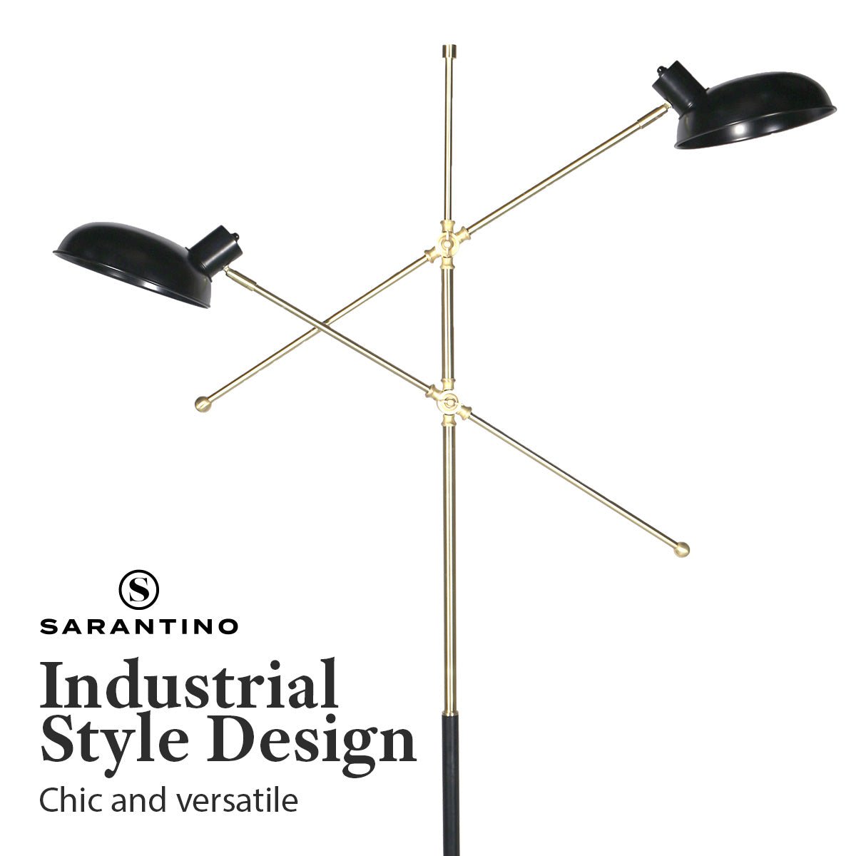 Sarantino Adjustable Two Light Lamp Black and Gold Finish-Home & Garden > Lighting-Koala Lamps and Lighting