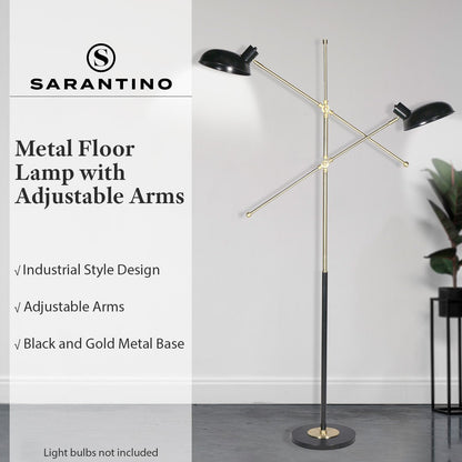 Sarantino Adjustable Two Light Lamp Black and Gold Finish-Home & Garden > Lighting-Koala Lamps and Lighting