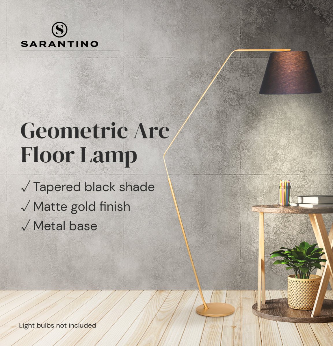 Sarantino Arc Floor Lamp with Empire Shade-Home & Garden > Lighting-Koala Lamps and Lighting