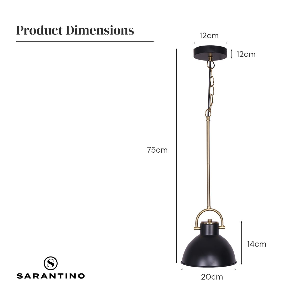 Sarantino Black and Gold Pendant Light-Home & Garden > Lighting-Koala Lamps and Lighting