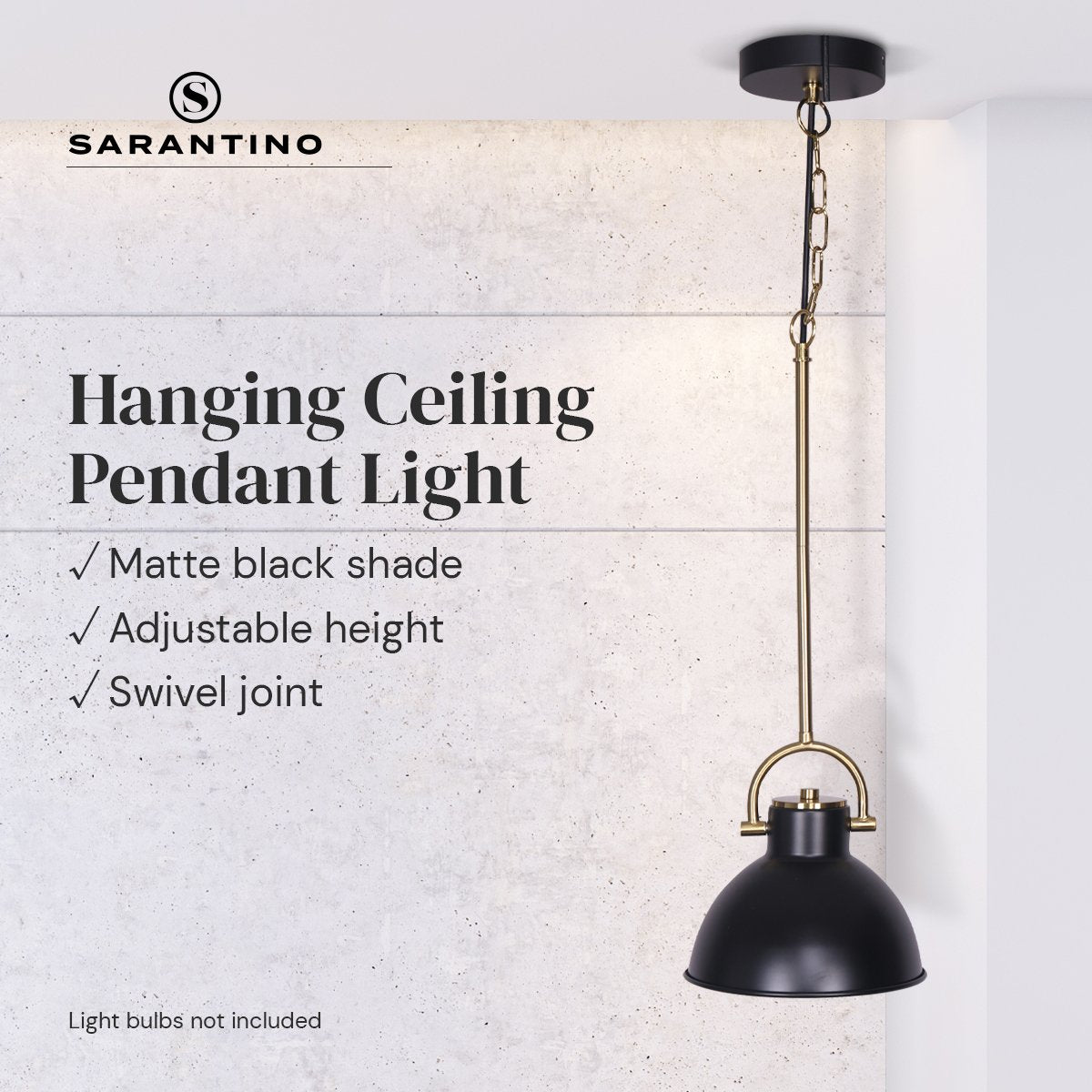 Sarantino Black and Gold Pendant Light-Home & Garden > Lighting-Koala Lamps and Lighting