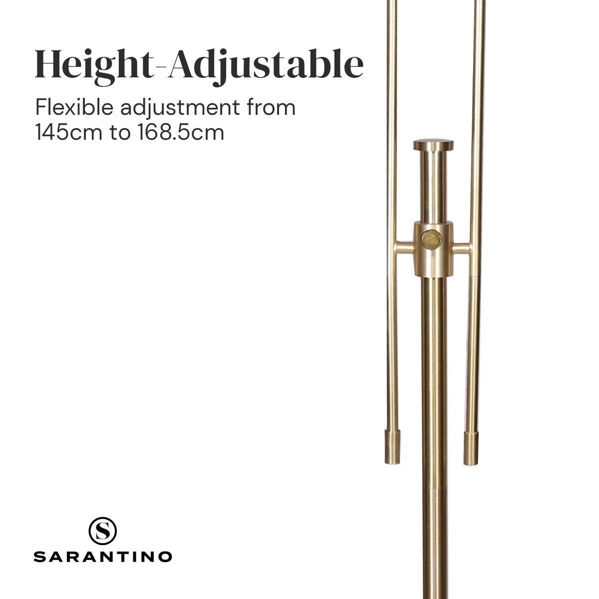 Sarantino Brushed Gold Height-Adjustable Metal Floor Lamp-Home & Garden > Lighting-Koala Lamps and Lighting