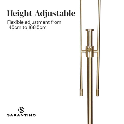 Sarantino Brushed Gold Height-Adjustable Metal Floor Lamp-Home & Garden > Lighting-Koala Lamps and Lighting