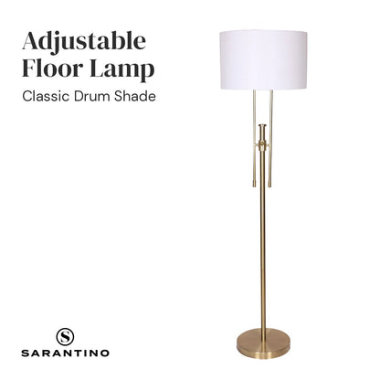 Sarantino Brushed Gold Height-Adjustable Metal Floor Lamp-Home & Garden > Lighting-Koala Lamps and Lighting