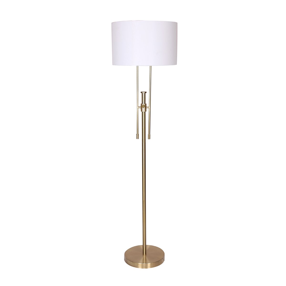 Sarantino Brushed Gold Height-Adjustable Metal Floor Lamp-Home & Garden > Lighting-Koala Lamps and Lighting