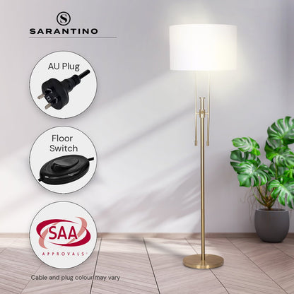 Sarantino Brushed Gold Height-Adjustable Metal Floor Lamp-Home & Garden > Lighting-Koala Lamps and Lighting