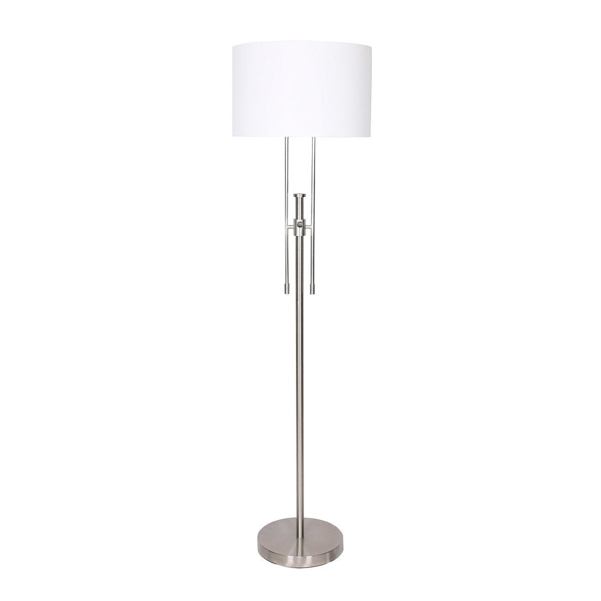 Sarantino Brushed Nickel Height-Adjustable Metal Floor Lamp-Home & Garden > Lighting-Koala Lamps and Lighting