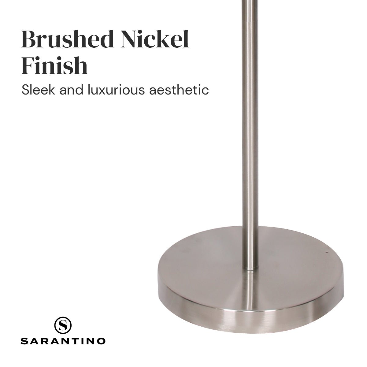 Sarantino Brushed Nickel Height-Adjustable Metal Floor Lamp-Home & Garden > Lighting-Koala Lamps and Lighting