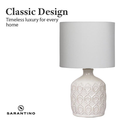 Sarantino Ceramic Table Lamp In Cream-Home & Garden > Lighting-Koala Lamps and Lighting