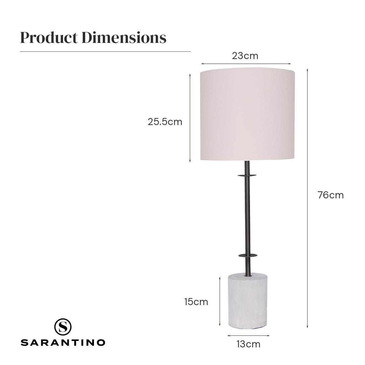 Sarantino Concrete & Metal Table Lamp with Off-White Linen Shade-Home & Garden > Lighting-Koala Lamps and Lighting