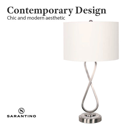 Sarantino Contemporary Table Lamp In Nickel Finish-Home & Garden > Lighting-Koala Lamps and Lighting