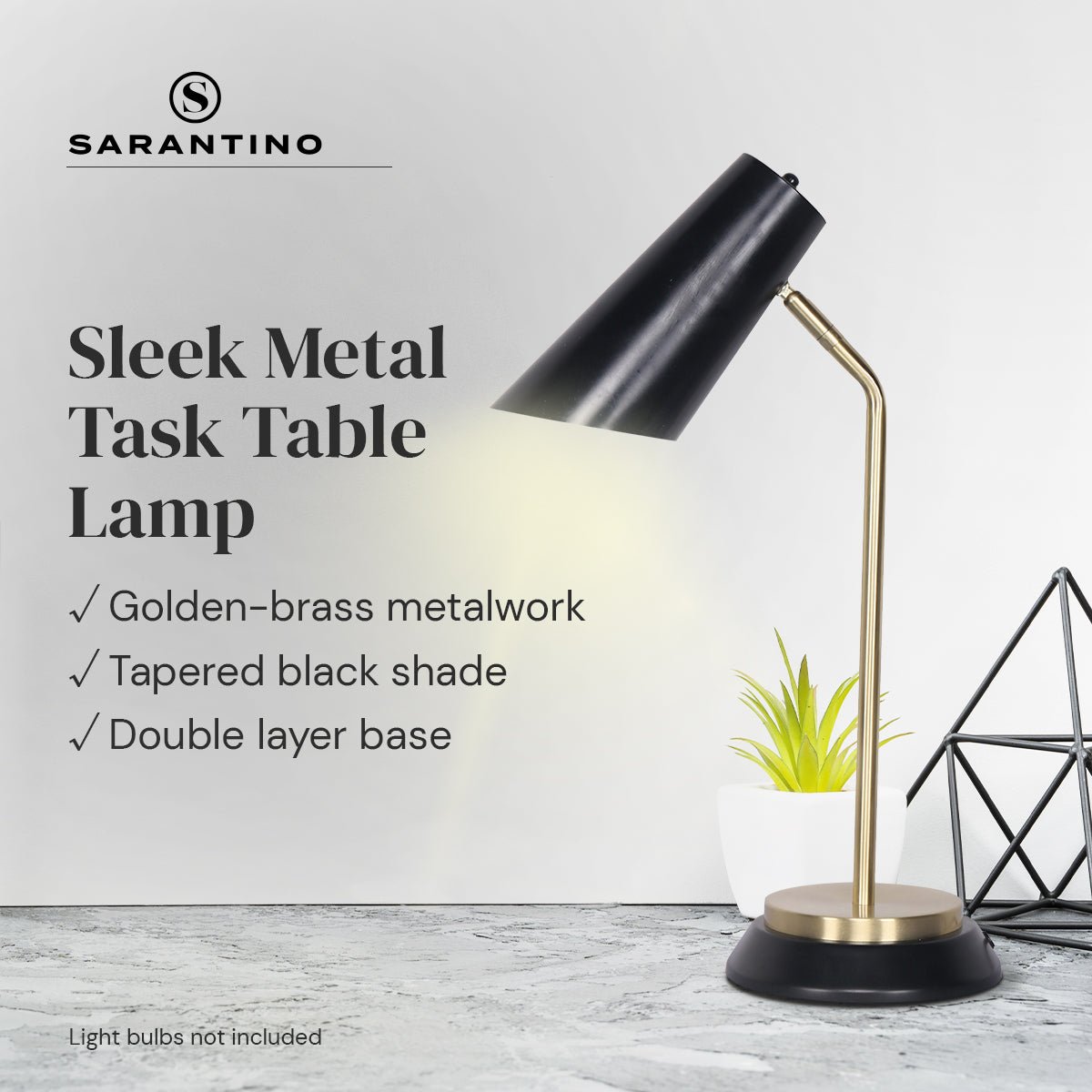 Sarantino Electric Reading Light Table Lamp Brass Finish - Black-Home & Garden > Lighting-Koala Lamps and Lighting