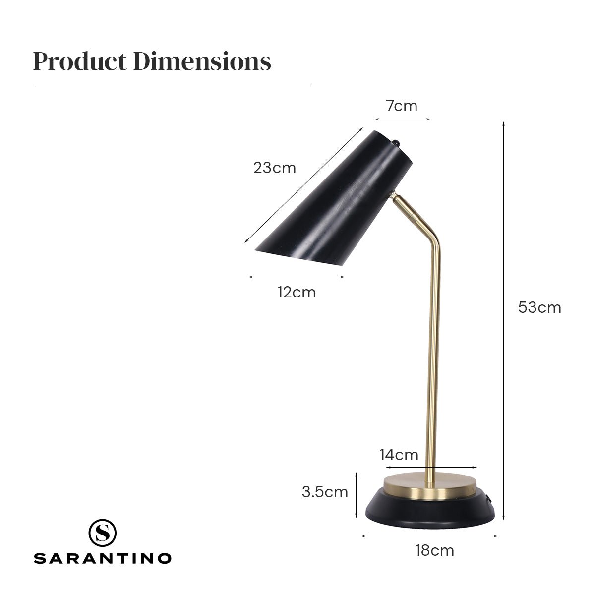 Sarantino Electric Reading Light Table Lamp Brass Finish - Black-Home & Garden > Lighting-Koala Lamps and Lighting