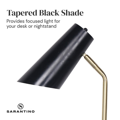 Sarantino Electric Reading Light Table Lamp Brass Finish - Black-Home & Garden > Lighting-Koala Lamps and Lighting