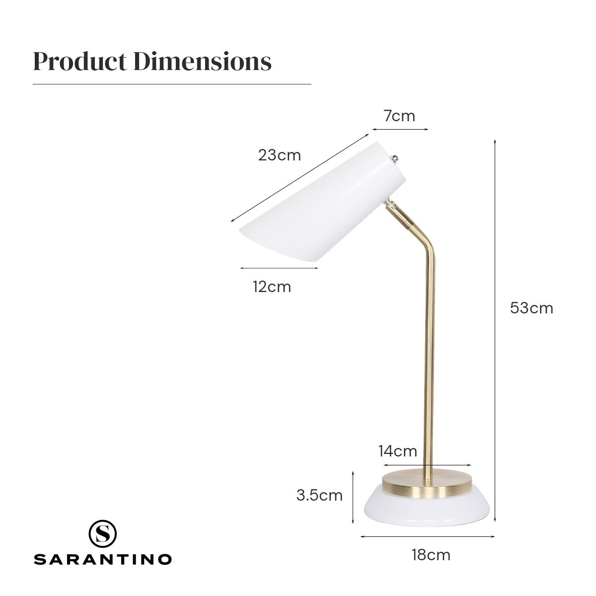 Sarantino Electric Reading Light Table Lamp Brass Finish - White-Home & Garden > Lighting-Koala Lamps and Lighting