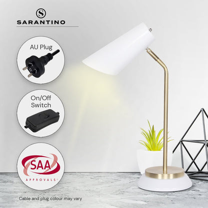 Sarantino Electric Reading Light Table Lamp Brass Finish - White-Home & Garden > Lighting-Koala Lamps and Lighting