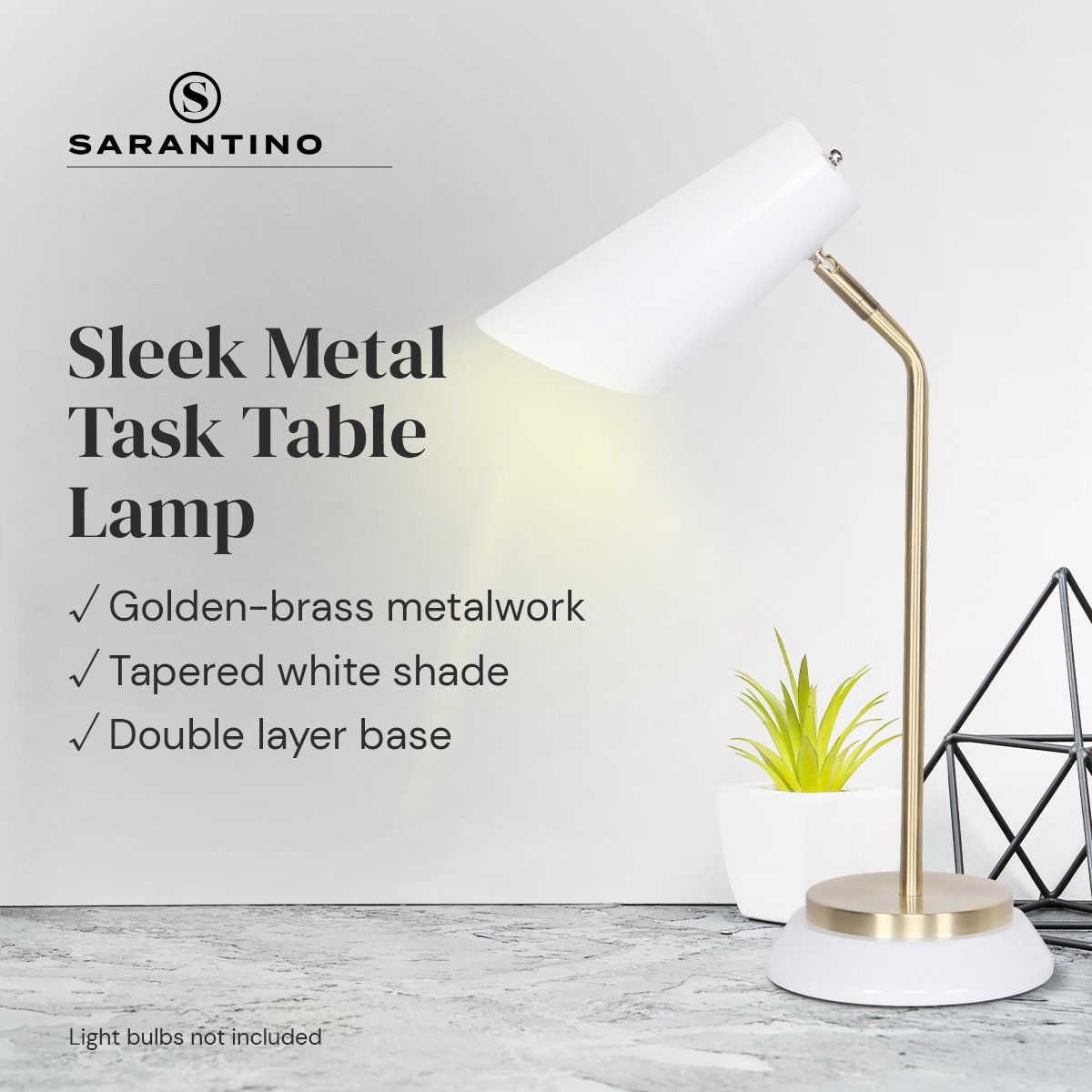 Sarantino Electric Reading Light Table Lamp Brass Finish - White-Home & Garden > Lighting-Koala Lamps and Lighting