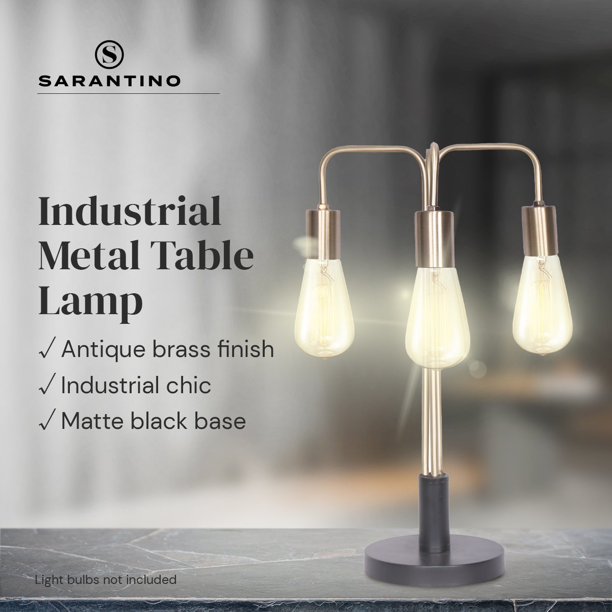 Sarantino Exposed Bulb Industrial Table Lamp-Home & Garden > Lighting-Koala Lamps and Lighting