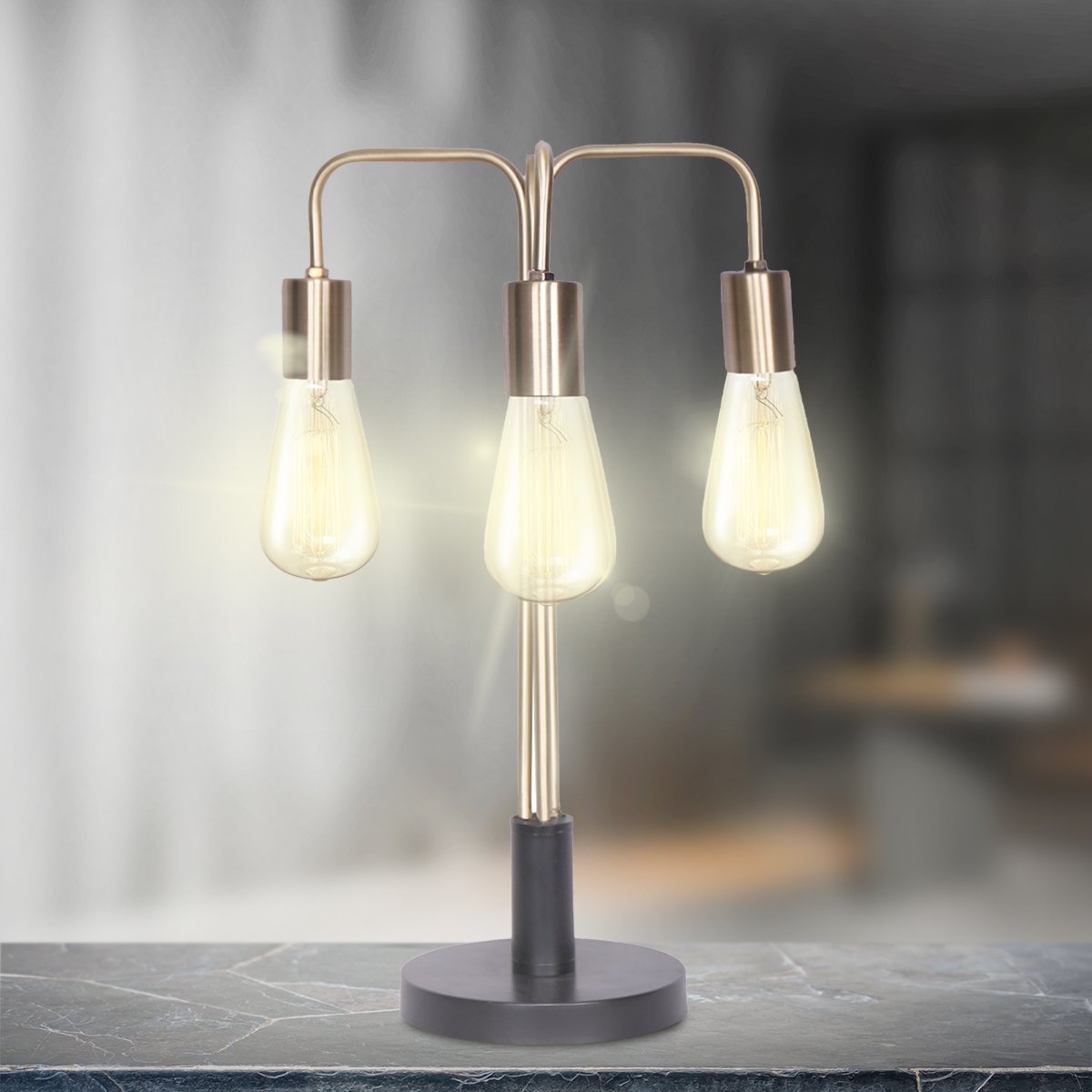 Sarantino Exposed Bulb Industrial Table Lamp-Home & Garden > Lighting-Koala Lamps and Lighting