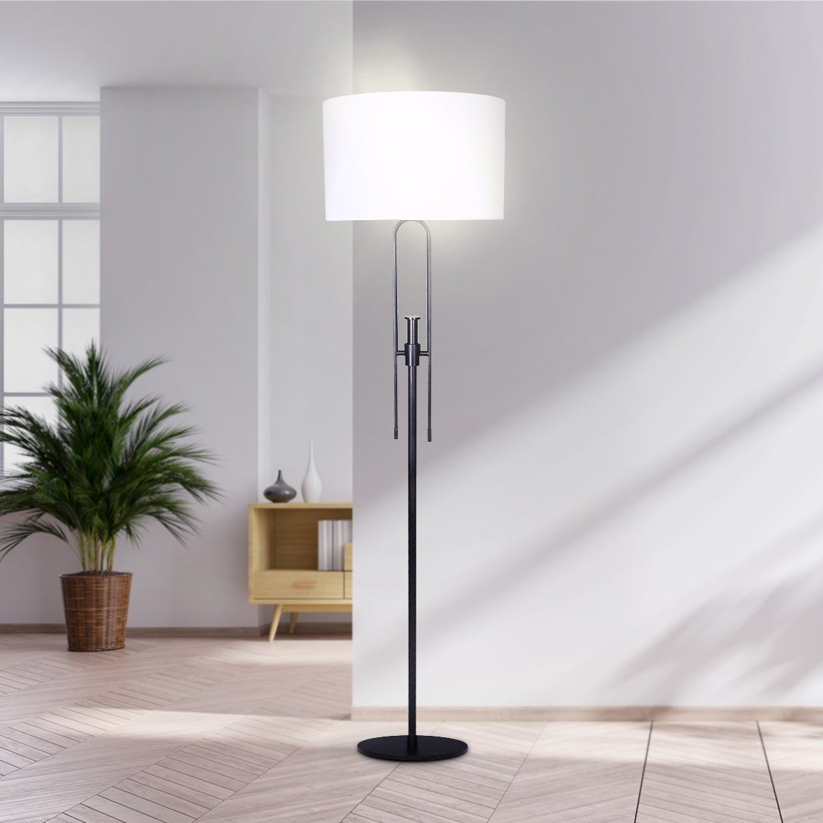 Sarantino Height-Adjustable Metal Floor Lamp Matte Black-Home & Garden > Lighting-Koala Lamps and Lighting