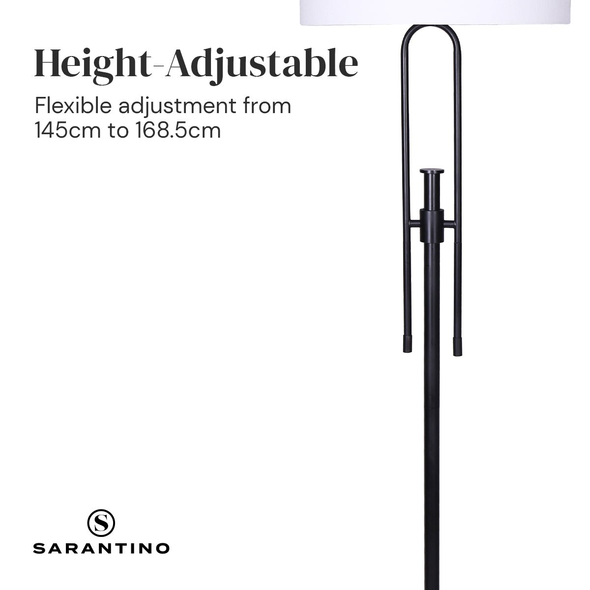 Sarantino Height-Adjustable Metal Floor Lamp Matte Black-Home & Garden > Lighting-Koala Lamps and Lighting