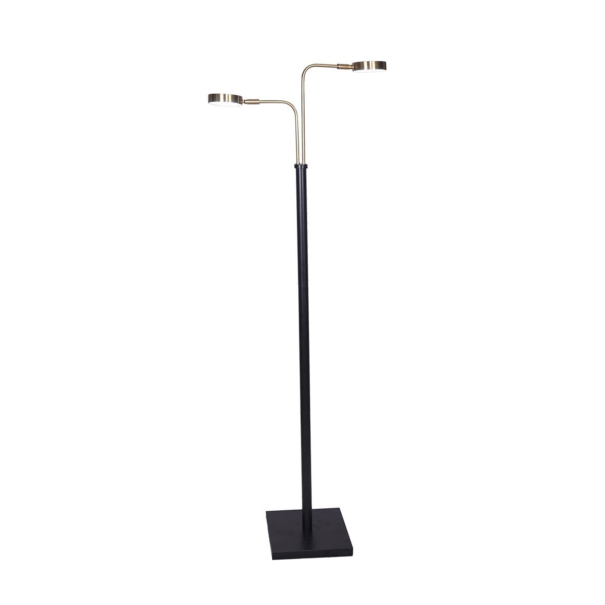 Sarantino LED Metal Floor Lamp with 2 Lights in Brushed Gold and Black Finish-Home & Garden > Lighting-Koala Lamps and Lighting