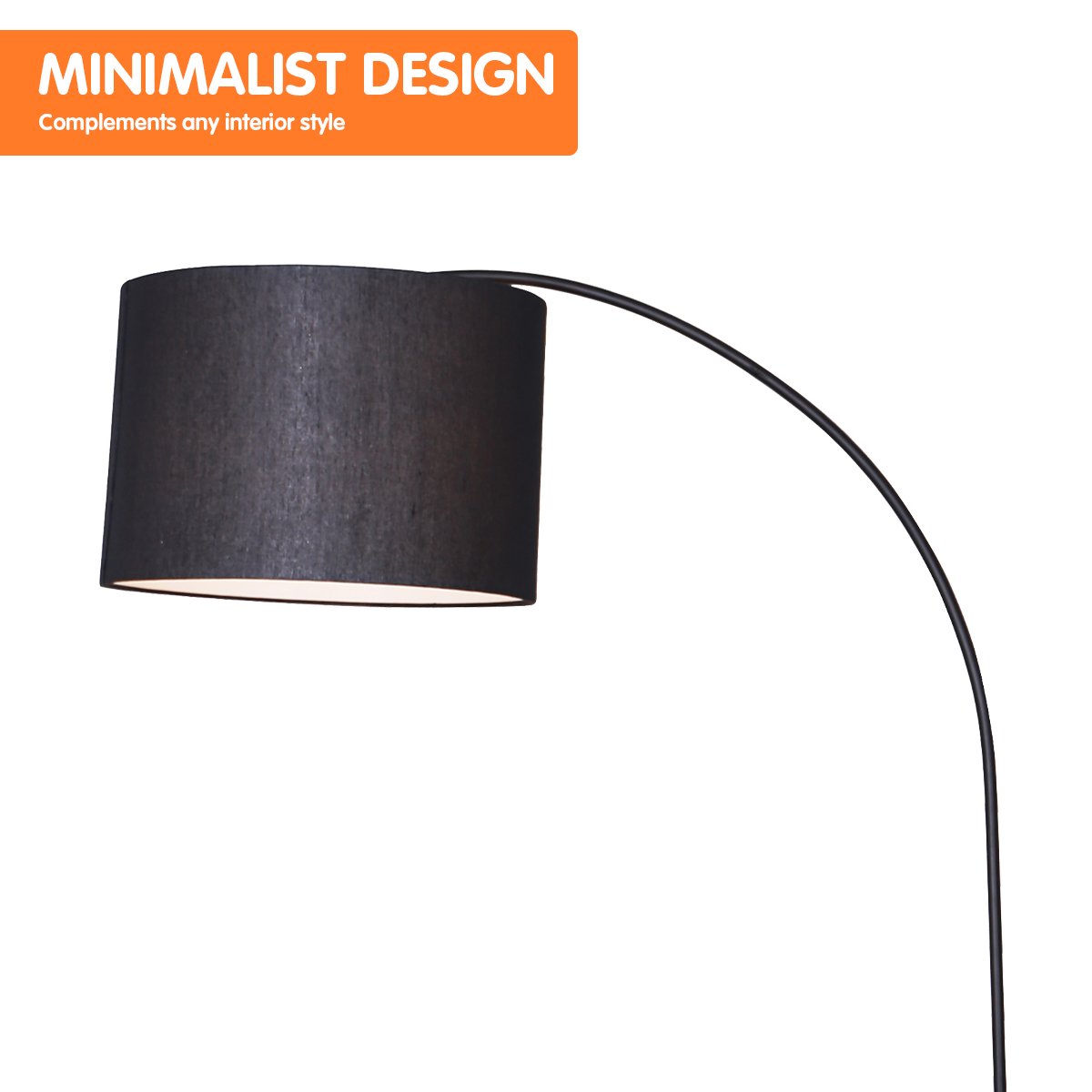 Sarantino Metal Arc Arm Floor Lamp Shade Black-Home & Garden > Lighting-Koala Lamps and Lighting