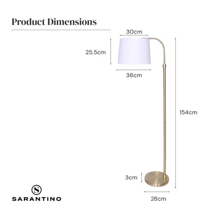 Sarantino Metal Floor Lamp Brass Finish Adjustable Height-Home & Garden > Lighting-Koala Lamps and Lighting