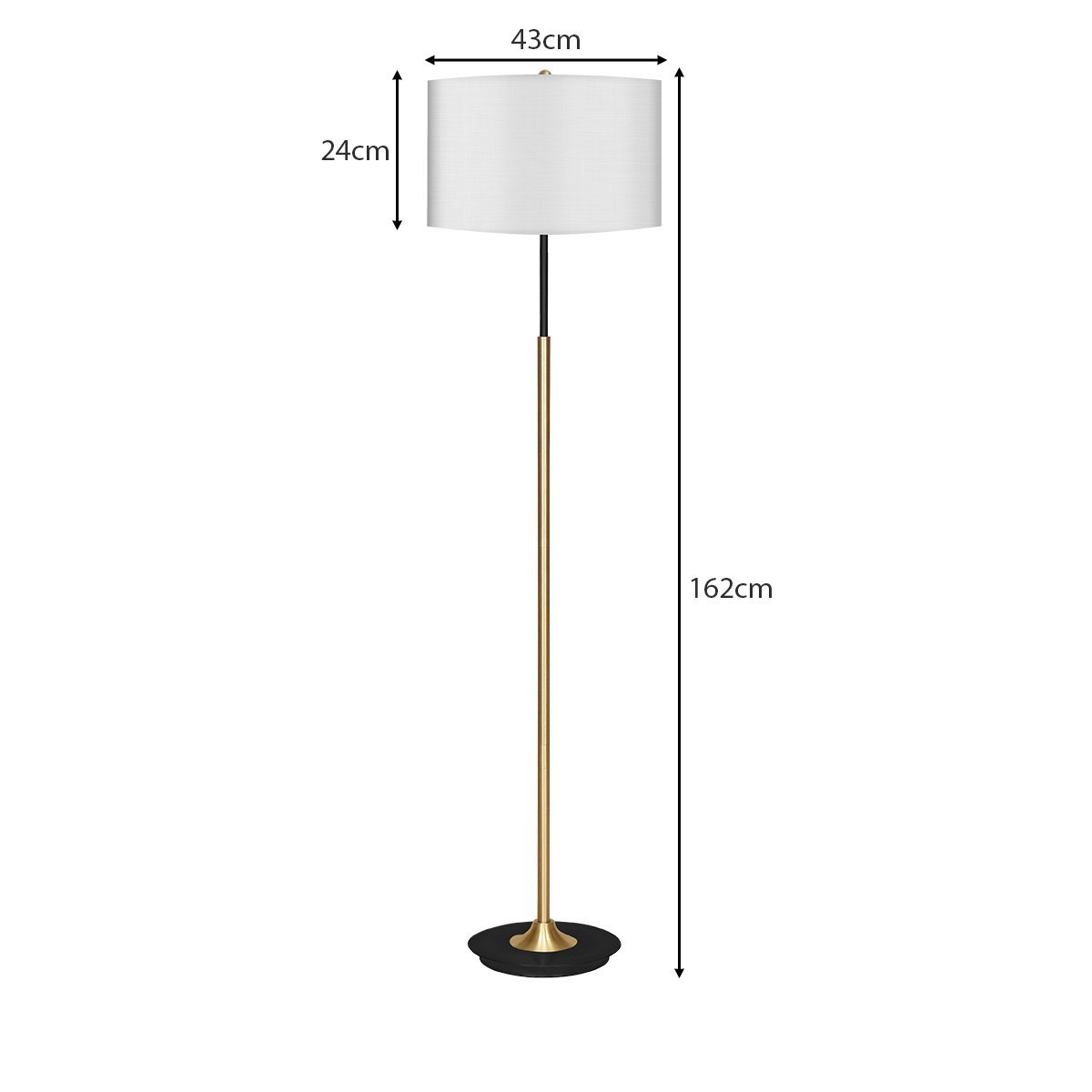 Sarantino Metal Floor Lamp Brushed Brass Finish with White Shade-Home & Garden > Lighting-Koala Lamps and Lighting