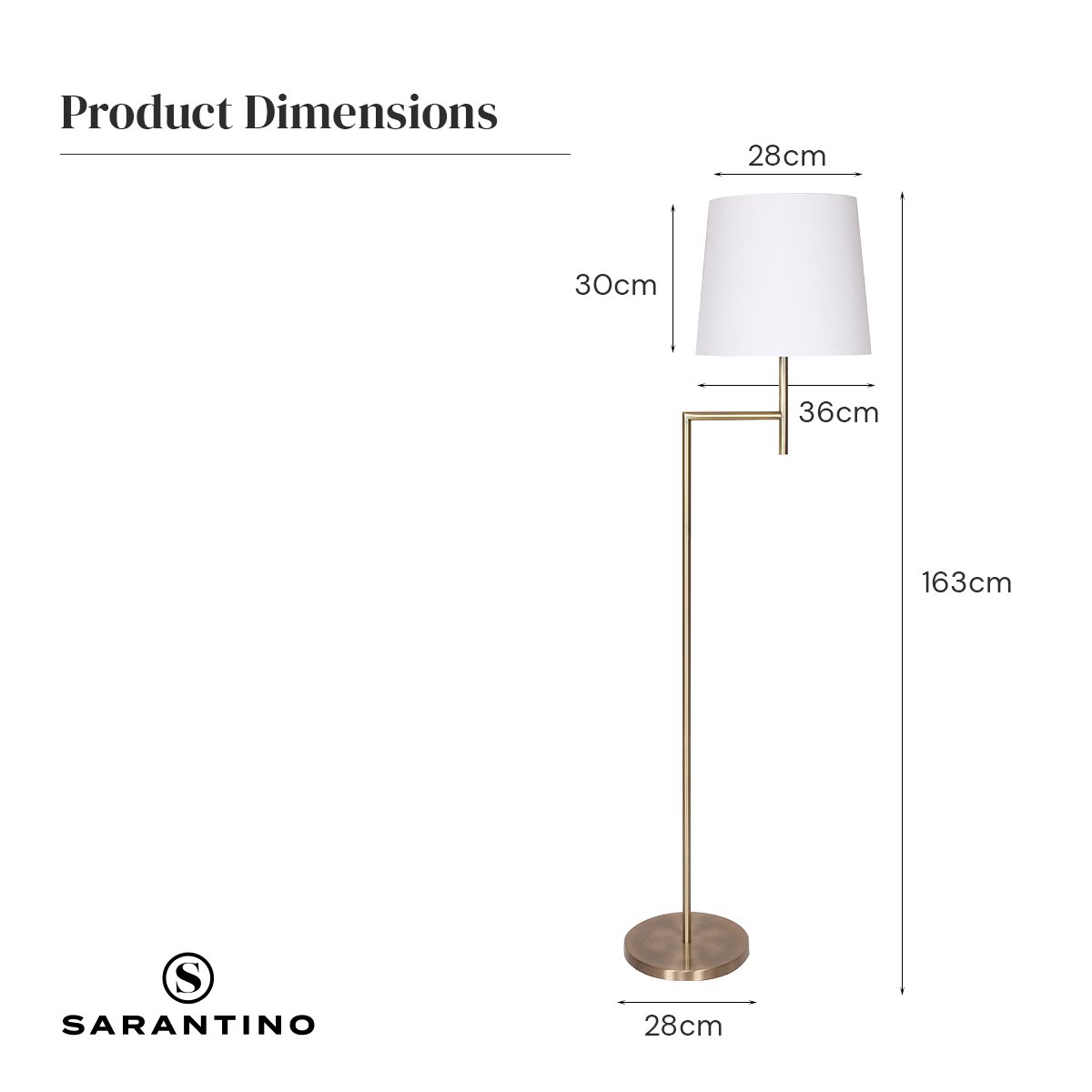 Sarantino Metal Floor Lamp in Antique Brass Finish with Cream Linen Fabric Shade-Home & Garden > Lighting-Koala Lamps and Lighting