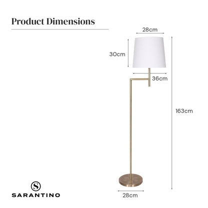 Sarantino Metal Floor Lamp in Antique Brass Finish with Cream Linen Fabric Shade-Home & Garden > Lighting-Koala Lamps and Lighting