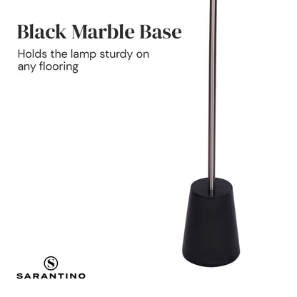 Sarantino Metal Floor Lamp Nickel Finish with Black Marble Base-Home & Garden > Lighting-Koala Lamps and Lighting