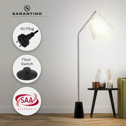 Sarantino Metal Floor Lamp Nickel Finish with Black Marble Base-Home & Garden > Lighting-Koala Lamps and Lighting