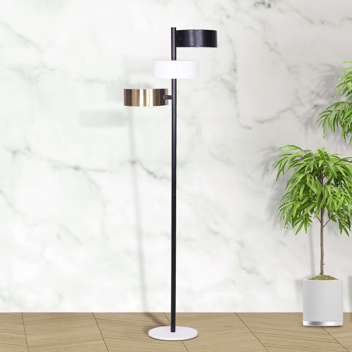 Sarantino Metal Floor Lamp with 3 Swirl Shades-Home & Garden > Lighting-Koala Lamps and Lighting