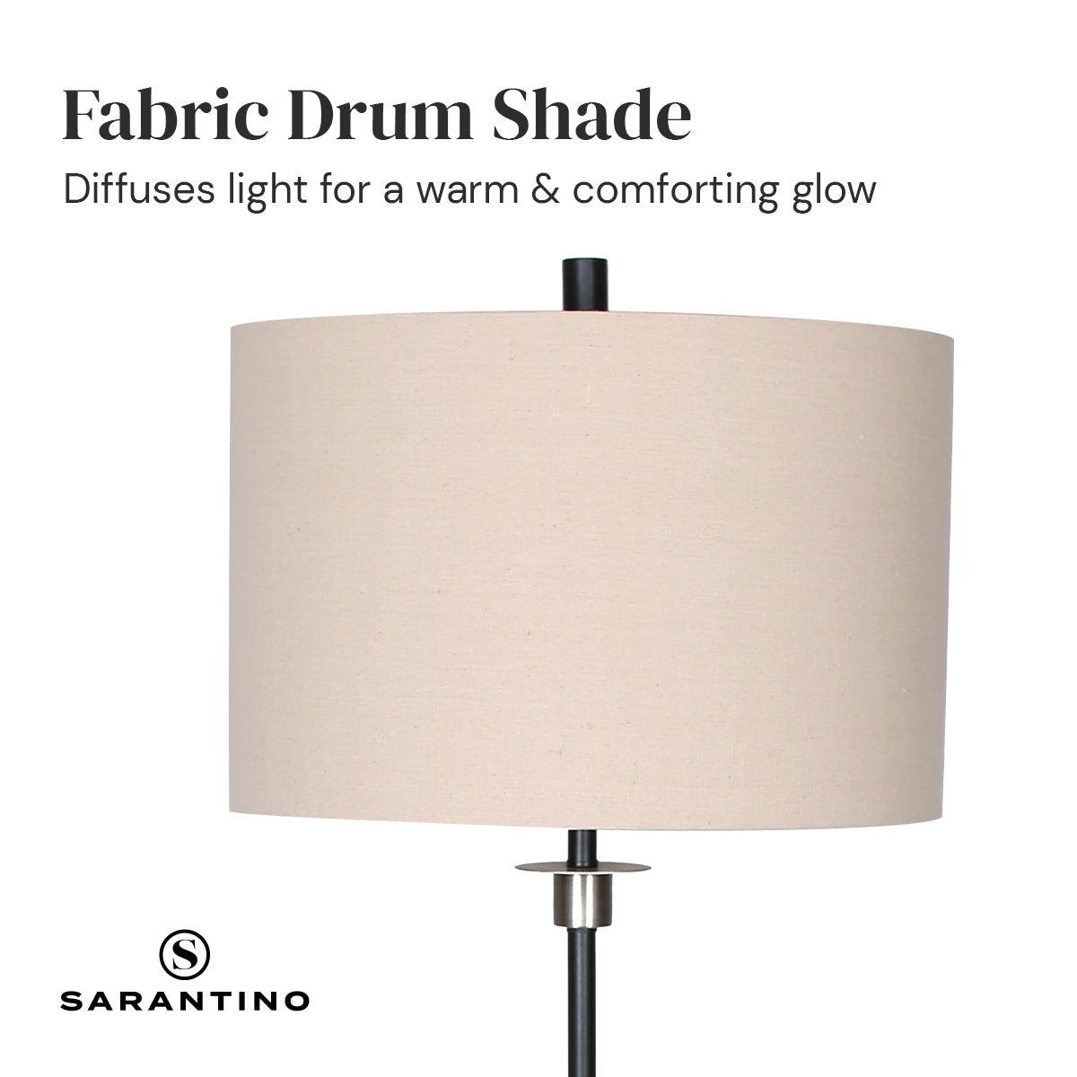 Sarantino Metal Floor Lamp with Cream Drum Shade-Home & Garden > Lighting-Koala Lamps and Lighting