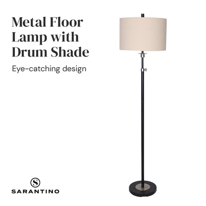 Sarantino Metal Floor Lamp with Cream Drum Shade-Home & Garden > Lighting-Koala Lamps and Lighting