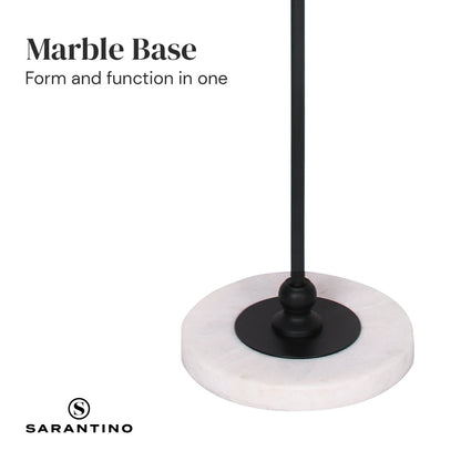 Sarantino Metal Floor Lamp with Marble Base & Off-White Shade-Home & Garden > Lighting-Koala Lamps and Lighting